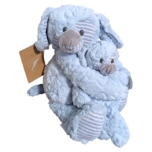 Demdaco Plush Hugging Puppy Dog Baby Toy Stripes Heart Stuffed Lovey Puppy